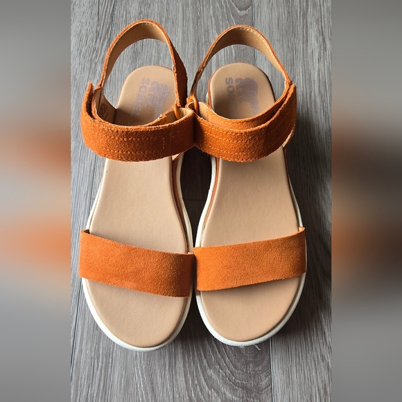 Sorel Canyon Gold Suede Cameron Sandal – Women’s 8, Velcro Platform - Picture 10 of 12